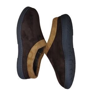 Haggar Plush Fleece Loungewear Housewear Casual Men's Brown Beige Slippers